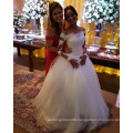 Affordable Cheap White Elegant Long Sleeves Bride Tulle Wedding Dress